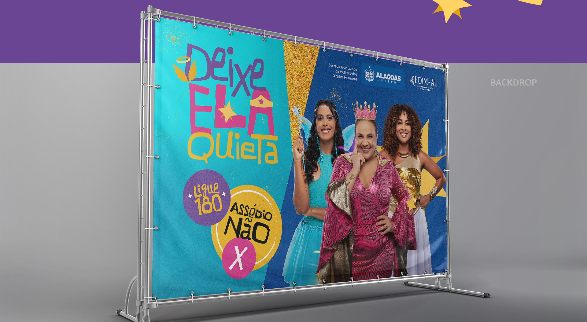 backdrop Cards da Campanha Deixe Ela Quieta